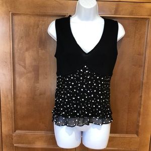 Beautiful chiffon polka dot with black knit top